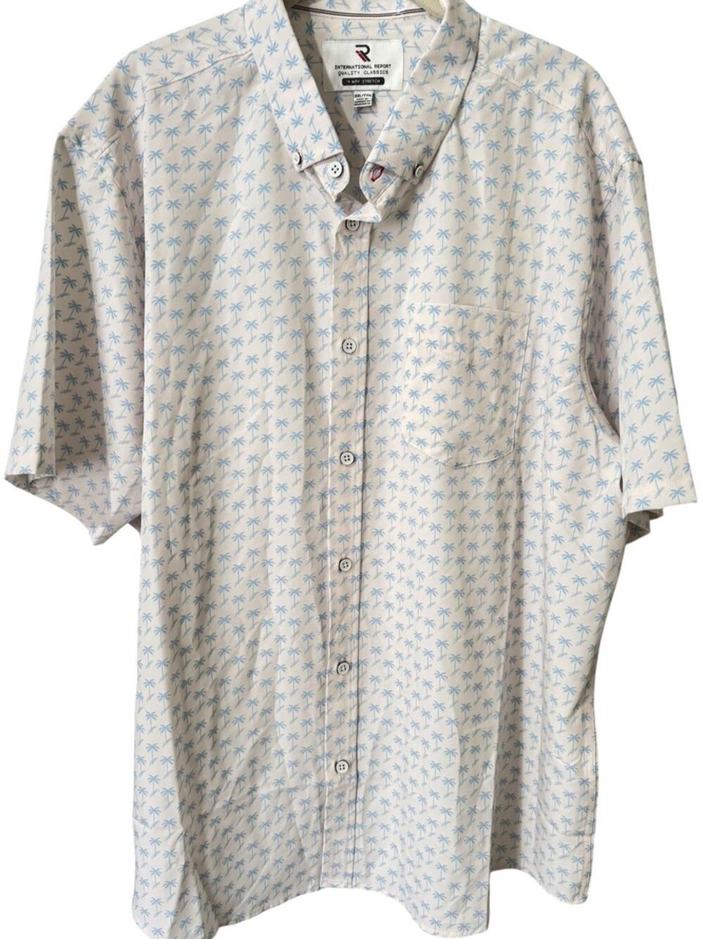 NEW International Report Shirt Men 2XL 4-Way Stretch Performance Palm Print